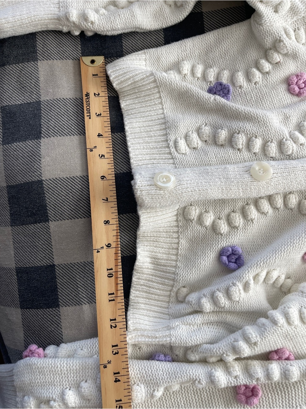 Jessica Simpson White Floral Bobble Knit Cropped Cardigan Sweater Size Small - Picture 8 of 9